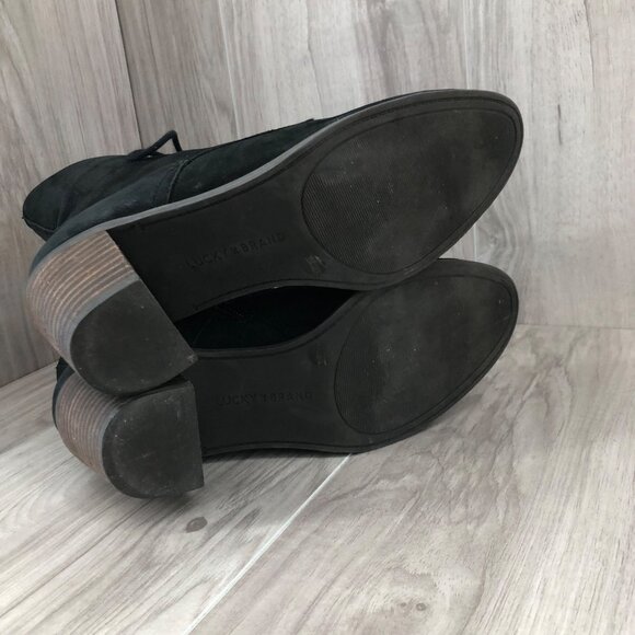Lucky Brand Ankle Boots Womens 8M Persee Black Leather Zip Lace Up Booties - Picture 9 of 11